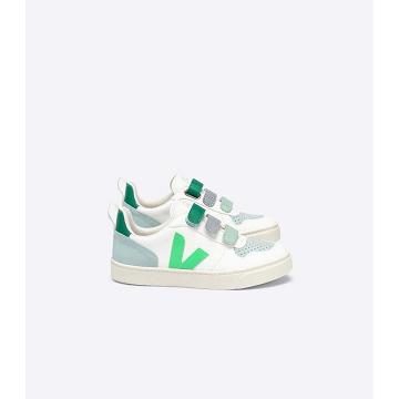 Veja V-10 CHROMEFREE Kids' Shoes White/Green | NZ 741MQZ